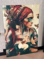 Plexiglas schilderij Woman with butterflies- Jaime Ibarra, Ophalen, Zo goed als nieuw, Schilderij, 75 tot 100 cm