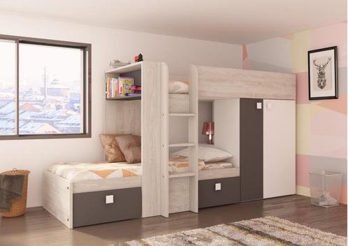 Maxim Multifunctioneel Stapelbed - 90x190 - Antraciet, Huis en Inrichting, Slaapkamer | Bedden