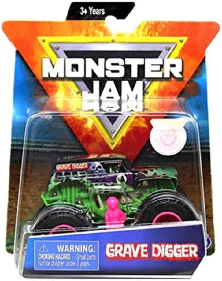Monster Jam: Grave Digger met roze poppetje 1:64, Kinderen en Baby's, Speelgoed | Speelgoedvoertuigen, Nieuw, Ophalen of Verzenden