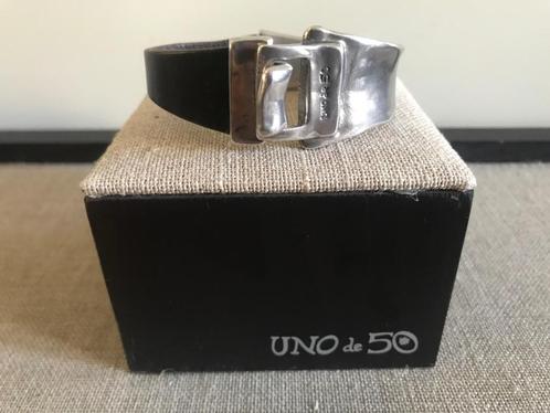 Uno de 50 armband (172) met tuigleer, Sieraden, Tassen en Uiterlijk, Armbanden, Nieuw, Overige materialen, Zilver, Ophalen of Verzenden