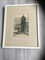 Gerrit Neven - schilderij kerk te Hoornaar, Antiek en Kunst, Kunst | Tekeningen en Foto's, Ophalen of Verzenden