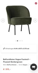 Bepurehome velvet fauteuil groen, Huis en Inrichting, Stoelen, Ophalen, Gebruikt, Overige kleuren, Eén