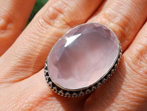 Vanoli 925 zilveren ring met rozenkwarts maat 19 en 19,75, Sieraden, Tassen en Uiterlijk, Ringen, Nieuw, Dame, 19 tot 20, Roze