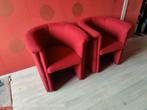 2 Rode Velvet Kuipstoelen, Huis en Inrichting, Stoelen, Ophalen, Twee, Zo goed als nieuw, Stof