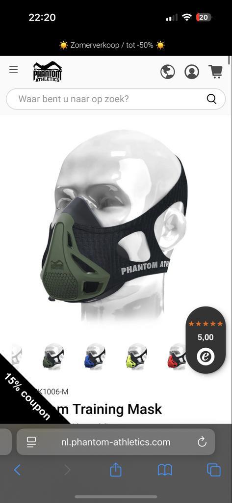 Phantom Athletics Training Mask - Verbeter je prestaties!, Sport en Fitness, Overige Sport en Fitness, Zo goed als nieuw, Ophalen of Verzenden