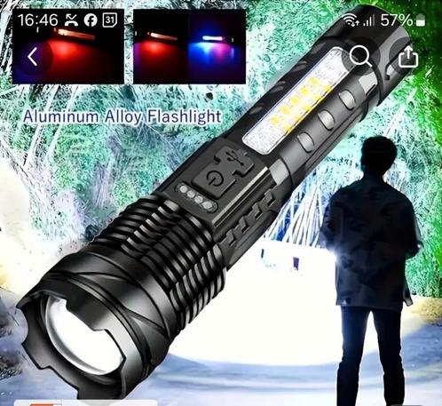 Oplaadbare LED Zaklamp - Ultra Helder, Caravans en Kamperen, Zaklampen, Nieuw, Accu, Ophalen of Verzenden