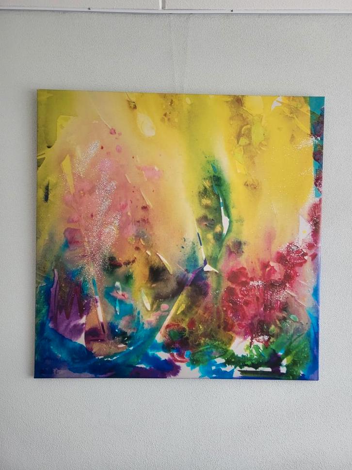 Repro schilderij 1m x 1m, Antiek en Kunst, Kunst | Schilderijen | Abstract, Ophalen