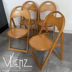 Vier vintage, Midcentury houten klapstoelen OTK 25, stoelen, Huis en Inrichting, Stoelen, Ophalen, Gebruikt, -, OTK