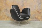 ZGANieuw! fraaie zwarte leren Topform Pinto design fauteuil!, Huis en Inrichting, Fauteuils, Ophalen, Design, Topform, Kreas