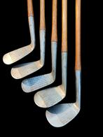 5 antieke golfclubs hickory 4 x Gamage Scotland + true line, Ophalen of Verzenden, Zo goed als nieuw, Club