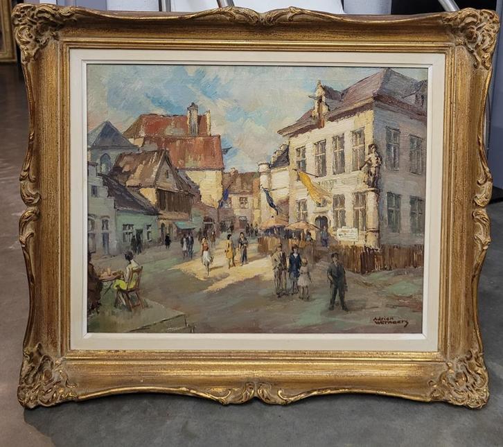 Adrien WERNAERS, Vrolijk België 1958, Antiek en Kunst, Kunst | Schilderijen | Klassiek, Ophalen of Verzenden
