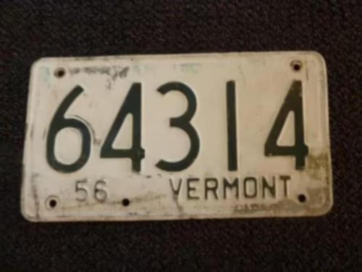 Kentekenplaat licenseplate Vermont 1956 USA, Verzamelen, Automerken, Motoren en Formule 1, Gebruikt, Auto's, Verzenden