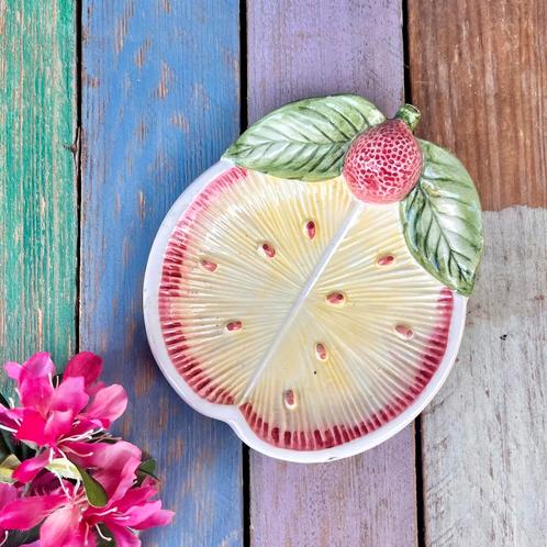 Vintage keramiek fruit schaaltje schoteltje fruitdecor, Antiek en Kunst, Curiosa en Brocante, Ophalen of Verzenden