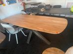 Tafel deens ovaal 240x105 naturel hout zwaar stalen onderste, Ophalen, Vijf personen of meer, Ovaal, Nieuw
