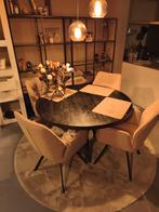 Ronde eettafel + 4 stoelen (zo goed als nieuw), Ophalen, Rond, Zo goed als nieuw, Vier personen