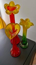 Set van 3 decoratieve glazen vazen, Huis en Inrichting, Woonaccessoires | Vazen, Gebruikt, Overige kleuren, Ophalen of Verzenden