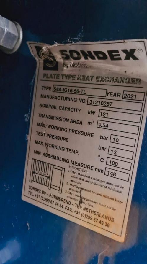 Sondex platen warmtewisselaar, Doe-het-zelf en Verbouw, Verwarming en Radiatoren, Zo goed als nieuw, Overige typen, 800 watt of meer