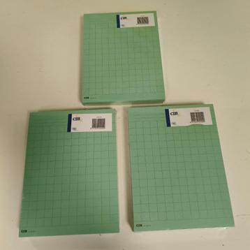 3x pak nieuwe indexkaarten geruit papier groen afm.27x20 cm  beschikbaar voor biedingen