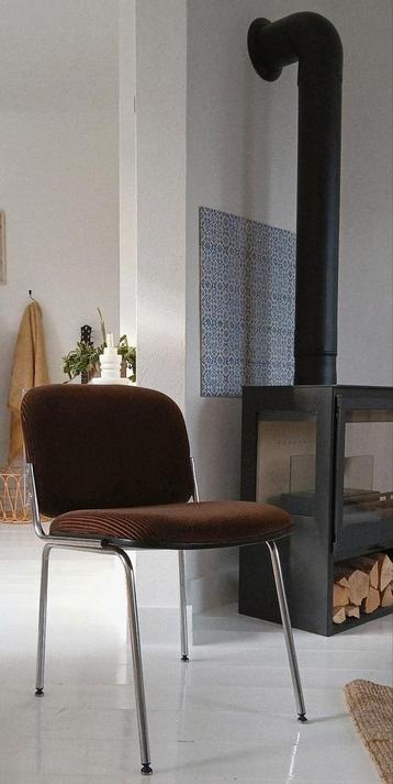 Vintage Buisframe Design Stoel, (Coffee Brown Rib) beschikbaar voor biedingen