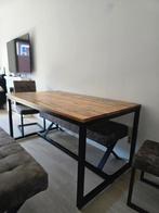 Mango houten eettafel industrieel – 160x90, Ophalen, 50 tot 100 cm, Zo goed als nieuw, 150 tot 200 cm