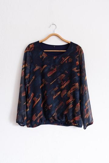 Donkerblauwe Blouse Lange Mouwen Doorzichtig Maat S beschikbaar voor biedingen