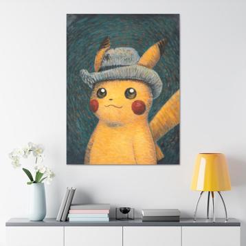 Pikachu Van Gogh Giclée 70x55 cm baklijst zwart