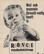 Retro reclame 1961 Roosvicee limonade siroop broodnodig, Verzenden, Overige typen