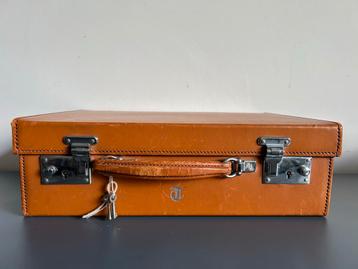 Vintage Leren Koffertje - Brocante Stijl beschikbaar voor biedingen