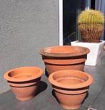 oude grote Italiaanse terracotta bloempotten diverse, Gebruikt, Rond, Terracotta, Tuin