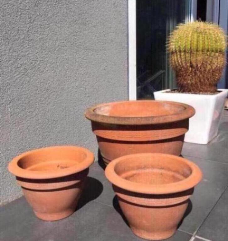oude grote Italiaanse terracotta bloempotten diverse, Tuin en Terras, Bloempotten, Gebruikt, Terracotta, Binnen, Balkon, Tuin