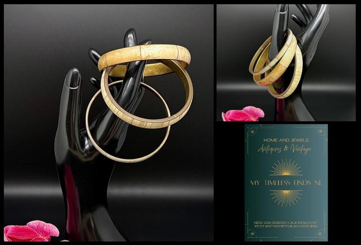 3 messing vintage boho armbanden - K3ES1-Z3, Sieraden, Tassen en Uiterlijk, Armbanden, Zo goed als nieuw, Overige materialen, Goud