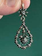 Antiek zilveren met gouden hanger en roosdiamanten, Ophalen of Verzenden, Goud, Hanger