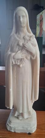 Marmerbof albast sculptuur maria met kruis jaren 20, Antiek en Kunst, Antiek | Religie, Ophalen of Verzenden