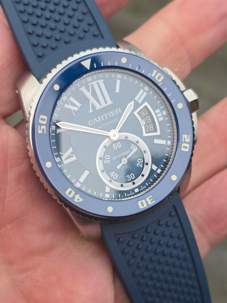Cartier calibre diver Bleu 42mm nieuwstaat ref: 3729, Sieraden, Tassen en Uiterlijk, Horloges | Heren, Zo goed als nieuw, Breitling