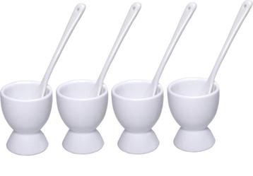 4 eierdopjes met lepeltjes NIEUW beschikbaar voor biedingen