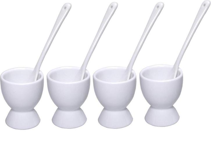 4 eierdopjes met lepeltjes NIEUW, Huis en Inrichting, Keuken | Servies, Nieuw, Overige typen, Effen, Aardewerk, Ophalen of Verzenden