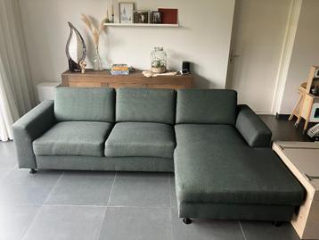 Chaise longue bank - donkergroen - met opbergruimte beschikbaar voor biedingen