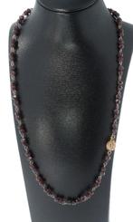 Granaten vintage ketting 14k gouden bol slot antiek dames, Ophalen of Verzenden, Goud, Ketting, Met edelsteen