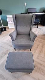IKEA Strandmon Oorfauteuil + Voetenbank, Ophalen, Hout, Gebruikt, 75 tot 100 cm