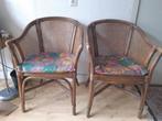 Twee stoeltjes bruin rotan met webbin /Stoel / Stoeltje, Huis en Inrichting, Ophalen, Twee, Bruin, Riet of Rotan