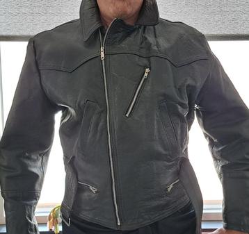 Zwarte leren motor jas beschikbaar voor biedingen