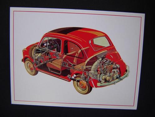 ansichtkaart Fiat 500 - ghostview, Verzamelen, Automerken, Motoren en Formule 1, Nieuw, Auto's, Ophalen of Verzenden