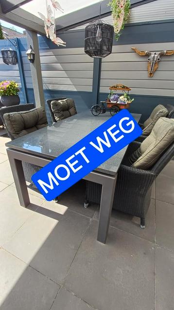 Tuinset izgs gepoedercoat zwaar granieten blad DOE GOED BOD! beschikbaar voor biedingen