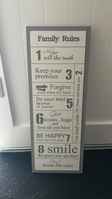 Family rules bord beschikbaar voor biedingen