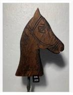 Antiek hout paardenhoofd, India, op antieke voet, 30 cm tot., Antiek en Kunst, Kunst | Beelden en Houtsnijwerken, Ophalen of Verzenden