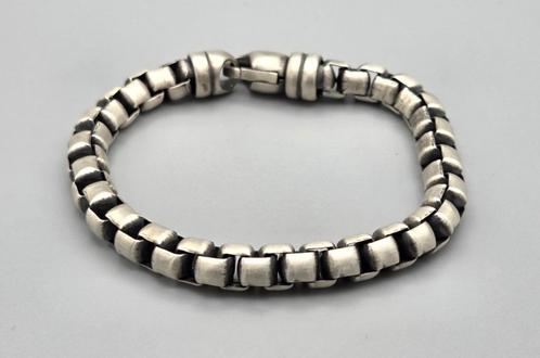 Zilveren blackplaat schakel armband nieuw. 2025/433., Sieraden, Tassen en Uiterlijk, Armbanden, Nieuw, Zilver, Zilver, Ophalen of Verzenden