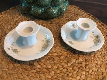 💝 Vintage ROSENTHAL MONBIJOU CATHERINE wit groen kandelaar beschikbaar voor biedingen