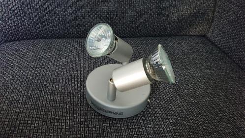 Spotlamp Halogeen RVS duo, Huis en Inrichting, Lampen | Spots, Zo goed als nieuw, Plafondspot of Wandspot, Metaal of Aluminium