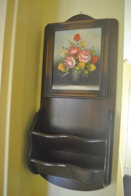 Brievenhouder en sleutelkastje, brocante met schilderijtje, Antiek en Kunst, Curiosa en Brocante, Ophalen of Verzenden