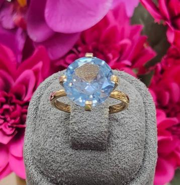 Prachtige 14k gouden ring met aquamarijn steen  beschikbaar voor biedingen